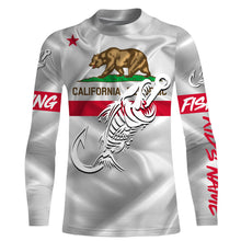 Load image into Gallery viewer, CA Fishing 3D Fish Hook California Flag Fish skull Custom Name sun protection custom fishing shirts NQS3297