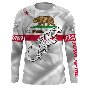 CA Fishing 3D Fish Hook California Flag Fish skull Custom Name sun protection custom fishing shirts NQS3297