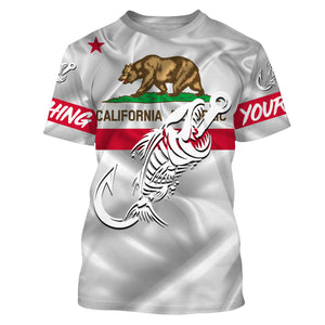 CA Fishing 3D Fish Hook California Flag Fish skull Custom Name sun protection custom fishing shirts NQS3297