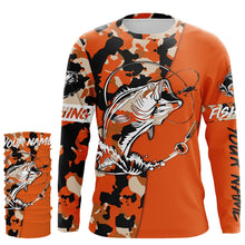 Load image into Gallery viewer, Custom Name bass fishing tattoos Camouflage Orange shirt Performance Fishing Shirt, Bass Fishing Jerseys NQS2479