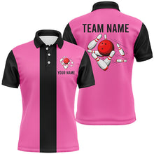 Load image into Gallery viewer, Personalized Pink Black Retro Bowling Polo Shirts For Men custom vintage bowling team jerseys NQS6568