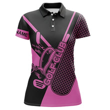 Load image into Gallery viewer, Pink and black Womens golf polo shirts custom golf club attire for women, golf gift for ladies NQS6359