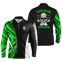 Load image into Gallery viewer, Black and green camo Custom camo Bowling polo Shirts For Men, team skull Bowling Jerseys NQS6369