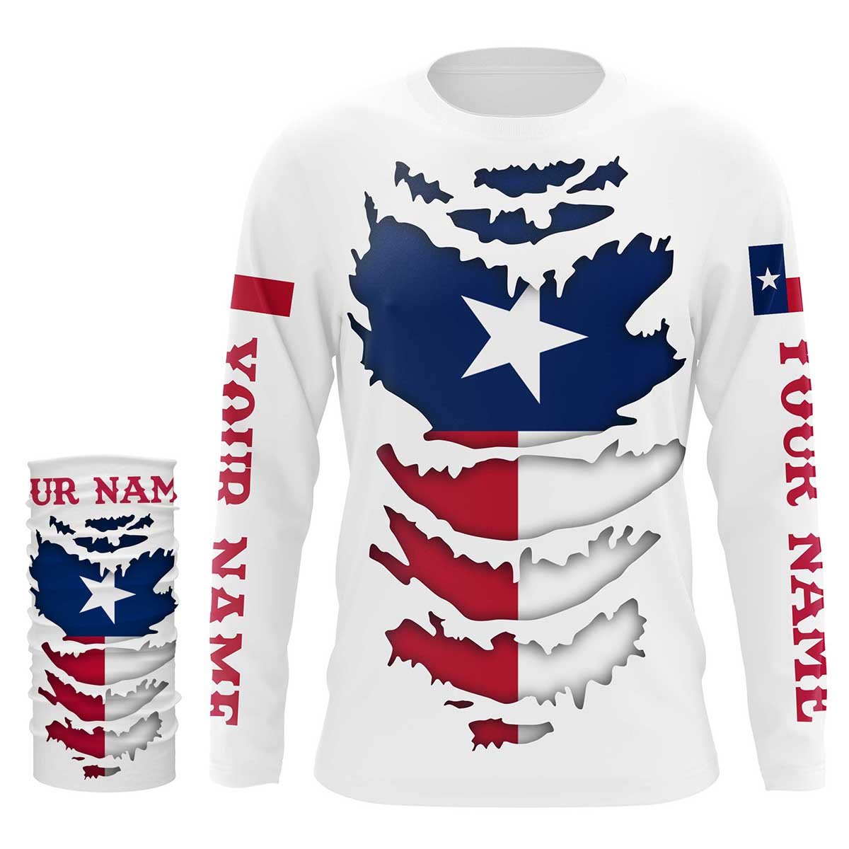 Custom Texas Flag Shirts, Texas state flag Patriot Long Sleeve Performance Shirts UV Protection Upf 30+ NQS2494