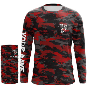 Bass fishing Red camouflage Custom fishing Shirts jersey - Custom camo fishing apparel NQS3212