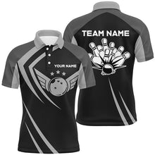 Load image into Gallery viewer, Black retro vintage Bowling polo shirts for men custom Bowling team League jerseys NQS6593