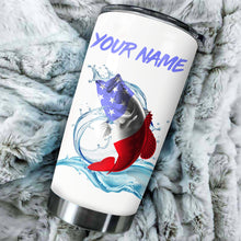 Load image into Gallery viewer, 1PC Bass Fishing American flag patriotic Custom name Stainless Steel Fishing Tumbler Cup, Personalized Fishing gift for Fishing lovers NQS2955