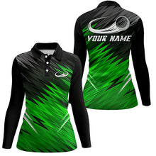 Load image into Gallery viewer, Women golf polo shirts custom Green and black pattern shirt for ladies, personalized golf gifts NQS6594