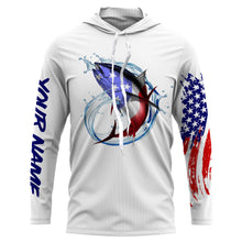 Load image into Gallery viewer, Tuna fishing American flag patriotic Custom Name UV protection UPF 30+ fishing jersey NQS2964