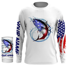 Load image into Gallery viewer, Tuna fishing American flag patriotic Custom Name UV protection UPF 30+ fishing jersey NQS2964