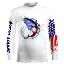 Load image into Gallery viewer, Tuna fishing American flag patriotic Custom Name UV protection UPF 30+ fishing jersey NQS2964