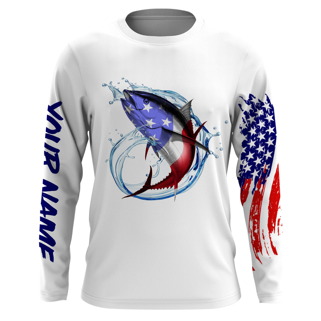 Tuna fishing American flag patriotic Custom Name UV protection UPF 30+ fishing jersey NQS2964