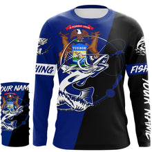 Load image into Gallery viewer, Michigan walleye fishing Custom Name UV protection UPF 30+ fishing jersey, custom fishing apparel NQS3061