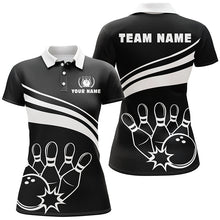 Load image into Gallery viewer, Personalized polo bowling shirts for women, custom black white womens bowling shirts team bowl jersey NQS6875