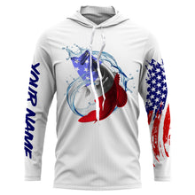 Load image into Gallery viewer, Largemouth bass fishing American flag patriotic Custom Name UV protection UPF 30+ fishing jersey NQS2972