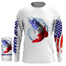 Load image into Gallery viewer, Largemouth bass fishing American flag patriotic Custom Name UV protection UPF 30+ fishing jersey NQS2972