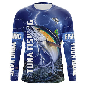 Tuna Fishing blue lightning jerseys custom performance Long Sleeve tournament fishing shirts NQS6413