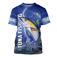 Load image into Gallery viewer, Tuna Fishing blue lightning jerseys custom performance Long Sleeve tournament fishing shirts NQS6413