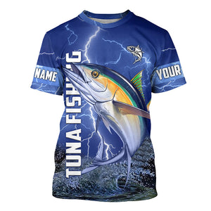 Tuna Fishing blue lightning jerseys custom performance Long Sleeve tournament fishing shirts NQS6413