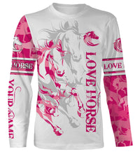 Load image into Gallery viewer, Love Horse tattoo pink camo cute horse shirt for girl Customize Name 3D All Over Printed Shirts Personalized gifts for Horse Lovers NQS2678