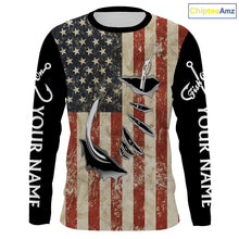 Load image into Gallery viewer, US Fishing Fish Hook American Flag patriotic UV protection custom long sleeves fishing apparel NQS1343