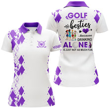 Load image into Gallery viewer, Women golf polos shirts custom golf besties because drinking alone is just not as much fun| Multicolor NQS5305