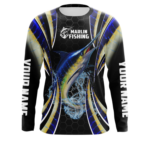 Blue Marlin saltwater Offshore fishing black scales Custom sun protection fishing jersey NQS3506