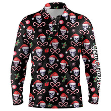 Load image into Gallery viewer, Men golf polo upf shirts funny black Christmas skull pattern custom team golf polo shirts NQS4408