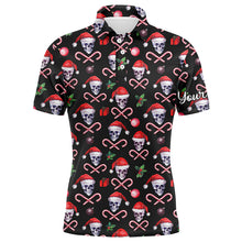 Load image into Gallery viewer, Men golf polo upf shirts funny black Christmas skull pattern custom team golf polo shirts NQS4408