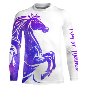 Love Horse purple galaxy Custom All over print Shirts, personalized horse shirt for girl, gift for horse lovers - NQS2689