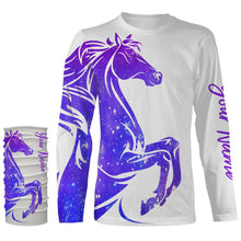 Load image into Gallery viewer, Love Horse purple galaxy Custom All over print Shirts, personalized horse shirt for girl, gift for horse lovers - NQS2689