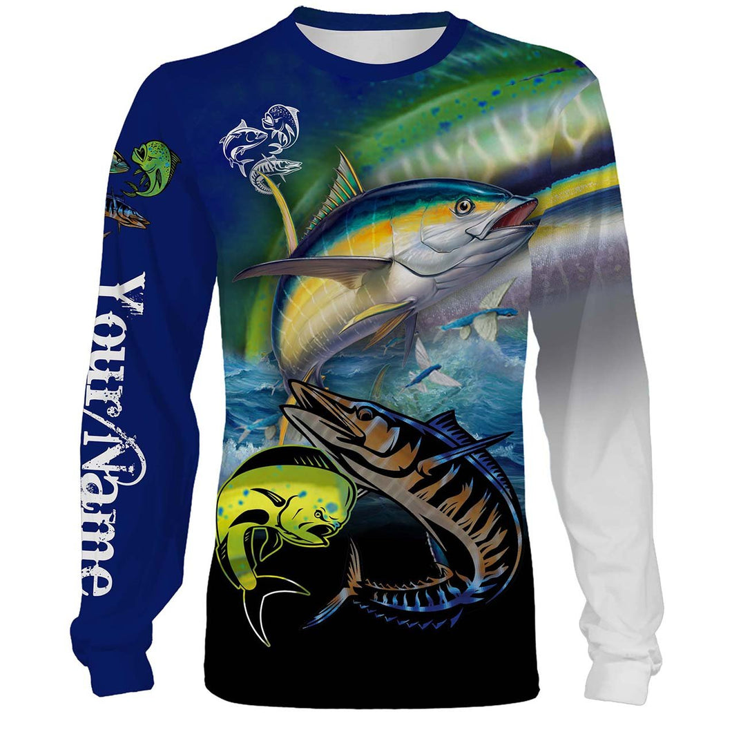 Mahi-mahi, Wahoo, Tuna Customize Name All Over Printed Shirts For Men And Women Personalized Fishing Gift NQS233