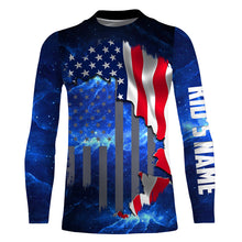 Load image into Gallery viewer, American Flag Universe patriotic Custom name All over print shirts - personalized fishing gift for men, women and kid - NQS496