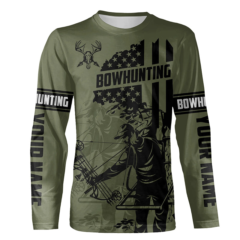 Bow hunter Deer Hunting American flag Custom 3D All over printed Shirts, Bowhunting shirt for hunter NQS4622