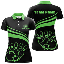 Load image into Gallery viewer, Personalized polo bowling shirts for women, custom black womens bowling shirts team bowl jersey| Green NQS6925