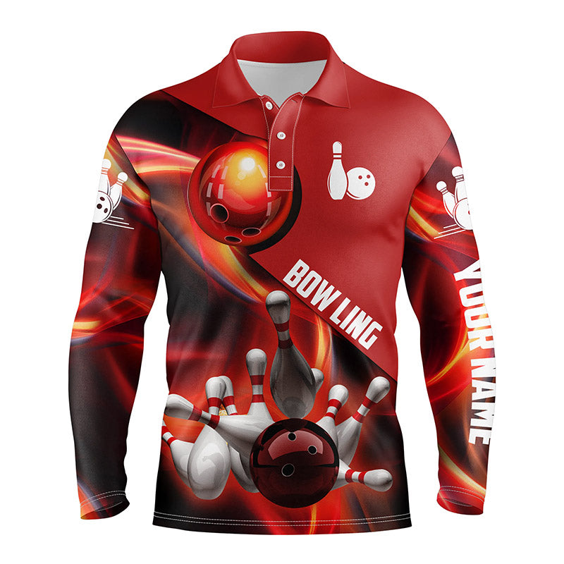 red personalized bowling shirt for men – custom name design side view