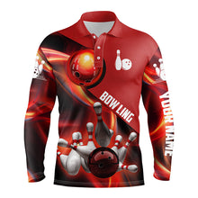 Load image into Gallery viewer, red personalized bowling shirt for men – custom name design side view