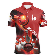 Load image into Gallery viewer, Custom red bowling shirt for men – personalized team jersey front view