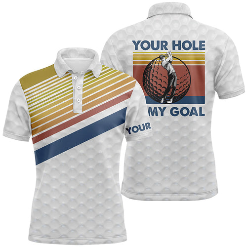 Vintage golf polo shirts for men custom name golf balls skin your hole is my goal mens polos shirt NQS4826