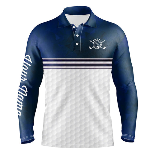 Blue and white Mens golf polo shirts custom name golf shirts for men, personalized golf gifts NQS6283