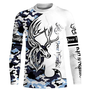 Deer hunting tattoos blue camo custom name all over print hunting Shirts - Hunting gifts for him NQS4040