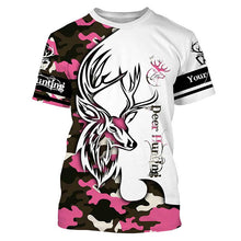 Load image into Gallery viewer, Deer hunting tattoos pink camo custom name all over print hunting Shirts - Hunting gifts NQS4041