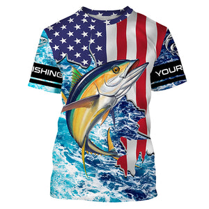 Tuna fishing American flag blue sea camo Custom sun protection long sleeve fishing shirts for men NQS4057