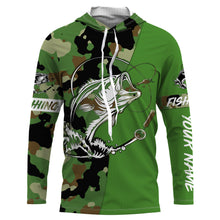 Load image into Gallery viewer, Custom Name bass fishing tattoos Camouflage green camo shirt Performance Fishing Shirt, Bass Fishing Jerseys NQS2570