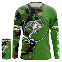 Load image into Gallery viewer, Custom Name bass fishing tattoos Camouflage green camo shirt Performance Fishing Shirt, Bass Fishing Jerseys NQS2570