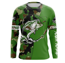 Load image into Gallery viewer, Custom Name bass fishing tattoos Camouflage green camo shirt Performance Fishing Shirt, Bass Fishing Jerseys NQS2570