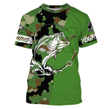 Load image into Gallery viewer, Custom Name bass fishing tattoos Camouflage green camo shirt Performance Fishing Shirt, Bass Fishing Jerseys NQS2570