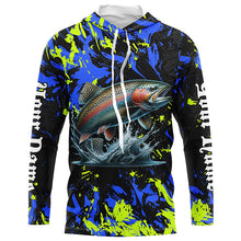 Load image into Gallery viewer, Rainbow trout fishing green blue camo Custom UV protection performance long sleeve fishing jerseys NQS7239