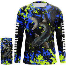 Load image into Gallery viewer, Catfish fishing green blue camo Custom UV protection performance long sleeve fishing jerseys NQS7240