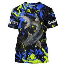 Load image into Gallery viewer, Catfish fishing green blue camo Custom UV protection performance long sleeve fishing jerseys NQS7240